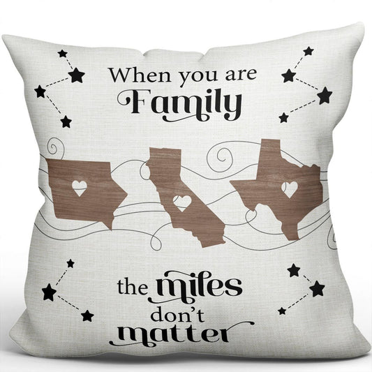 Long Distance Family Friends Siblings Sisters Besties Personalized Pillow, Togetherness Christmas Gift