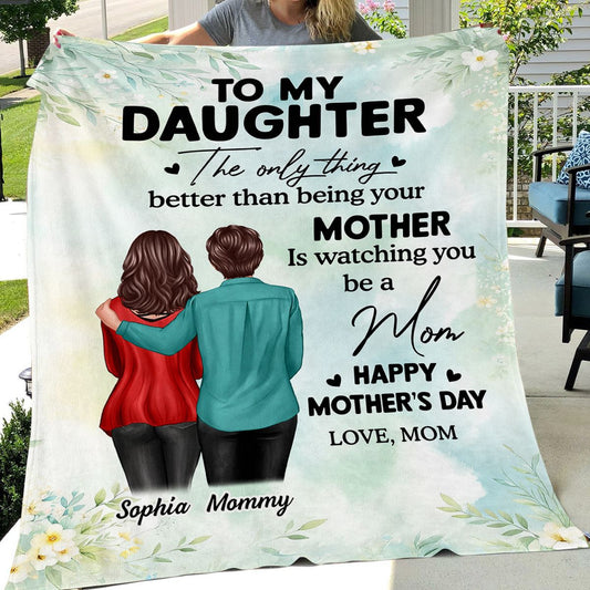 To My Daughter From Mom Happy Mother's Day Personalized Fleece Blanket, Mother's Day Gift For Daughter