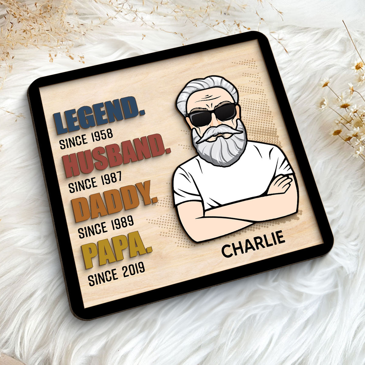 Legend Grandpa Personalized 2-Layer Wooden Plaque