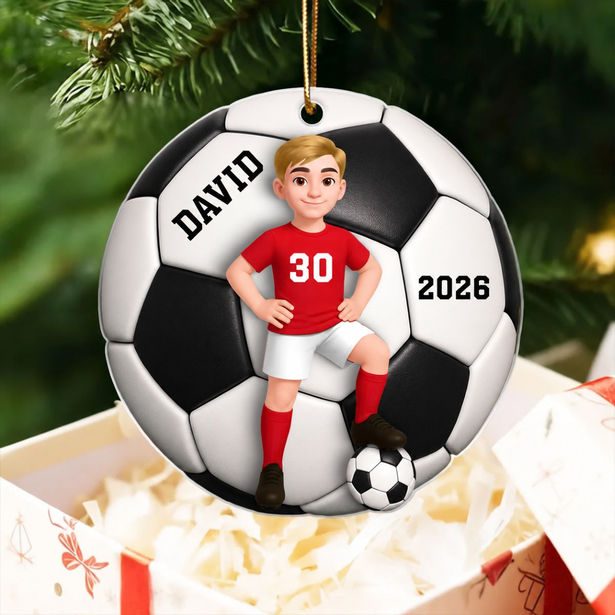 Soccer Girl Boy 3D Effect - Personalized Acrylic Ornament - Christmas Gift For Daughter, Gift For Son