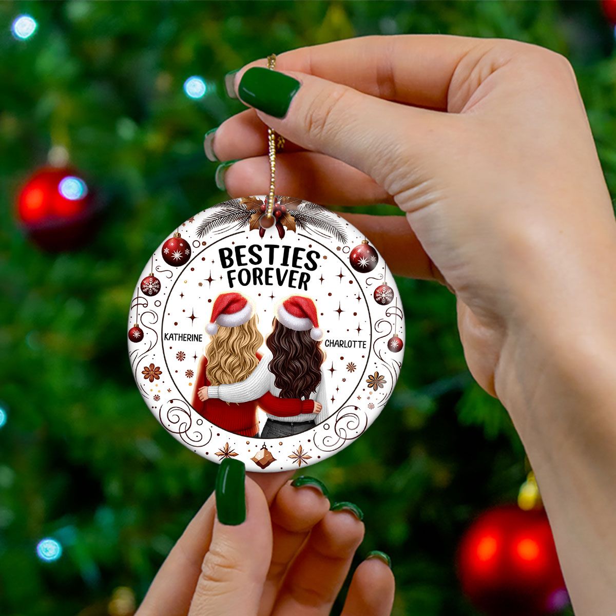 Personalized Besties Forever Ornament – Cheerful Holiday Warmth and Joy