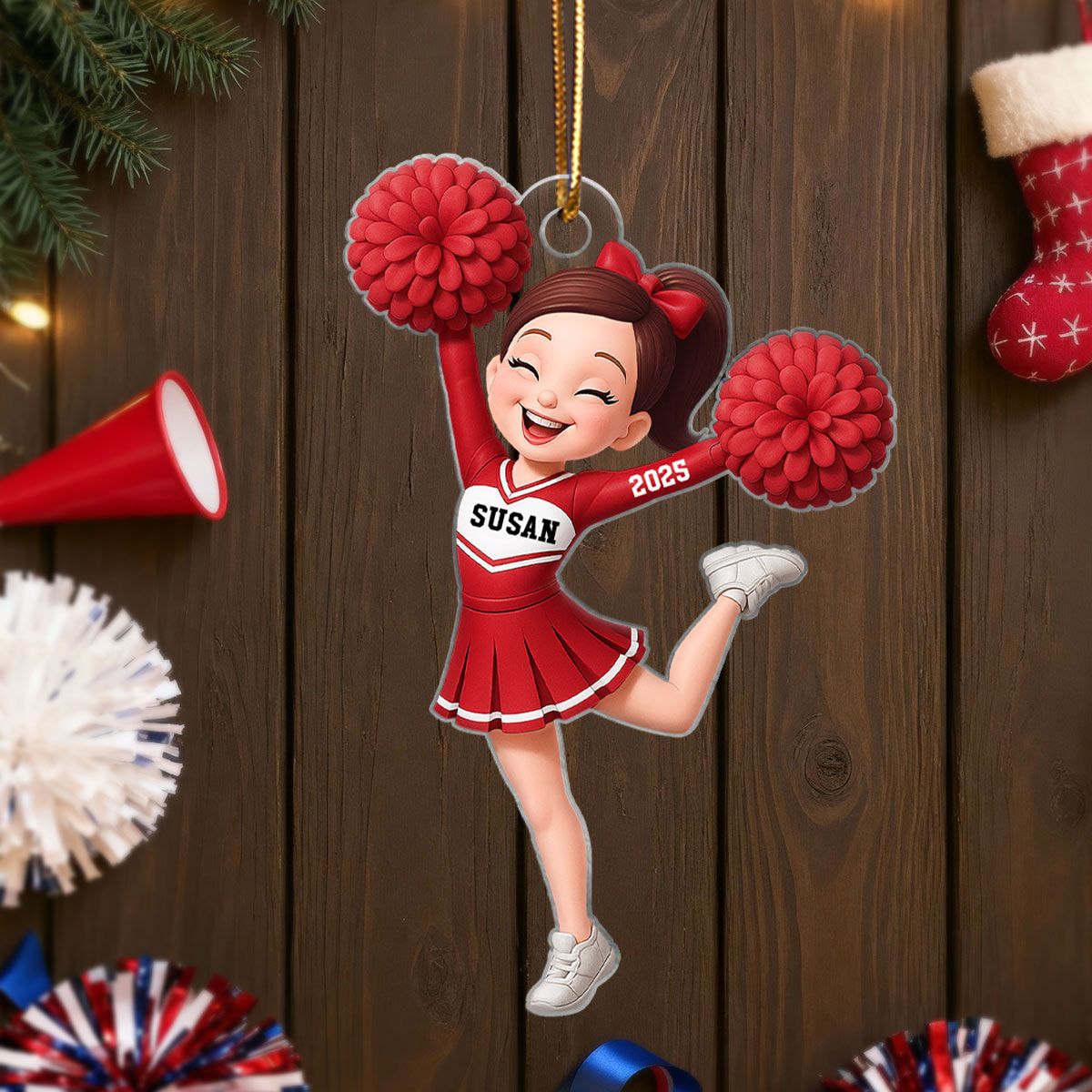 Personalized 3D Effect Cheerleader Girl Personalized Acrylic Ornament, Christmas Gift for Daughter, for Granddaughter