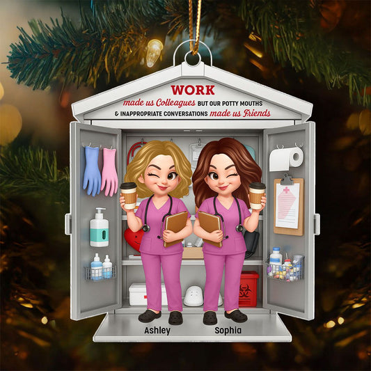 3D Effect Nurse Besties Medical Supplies Cabinet Personalized Acrylic Ornament, Christmas Gift for Coworkers