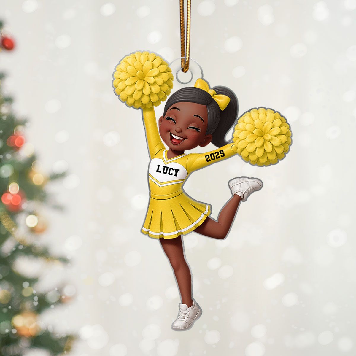 Personalized 3D Effect Cheerleader Girl Personalized Acrylic Ornament, Christmas Gift for Daughter, for Granddaughter