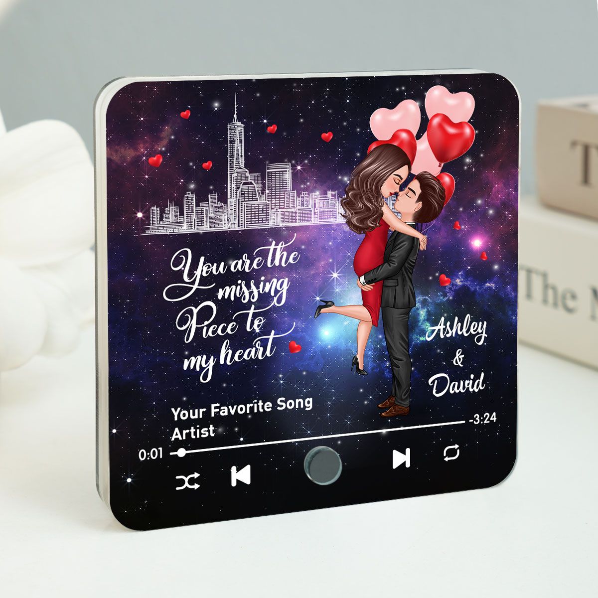 The Missing Piece To My Heart Couple Kissing Favorite Song Personalized Music Fridge Magnet, Gift For Couple