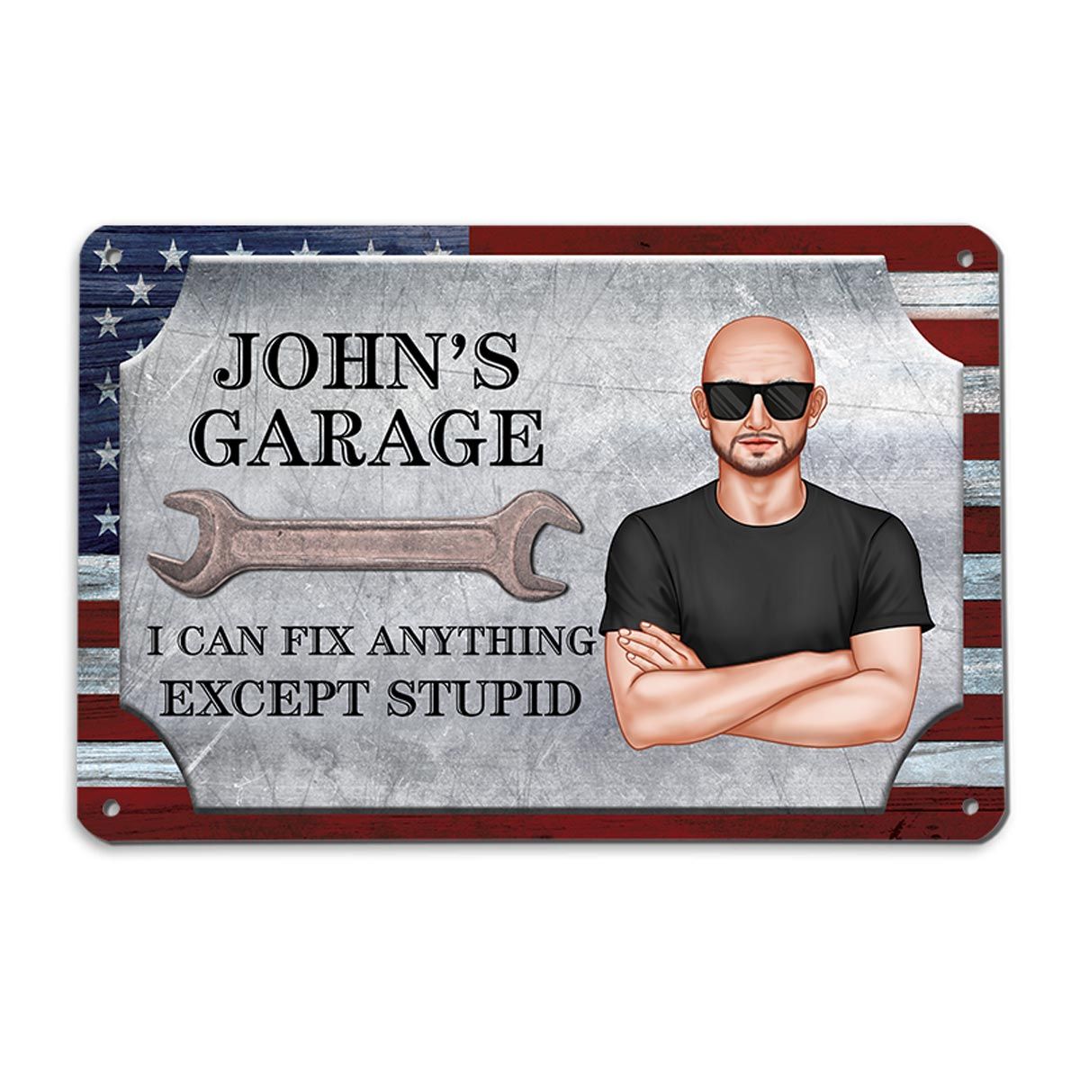 Garage Decor Gift For Husband Dad Grandpa I Can Fix Anything Except Stupid Personalized Metal Sign