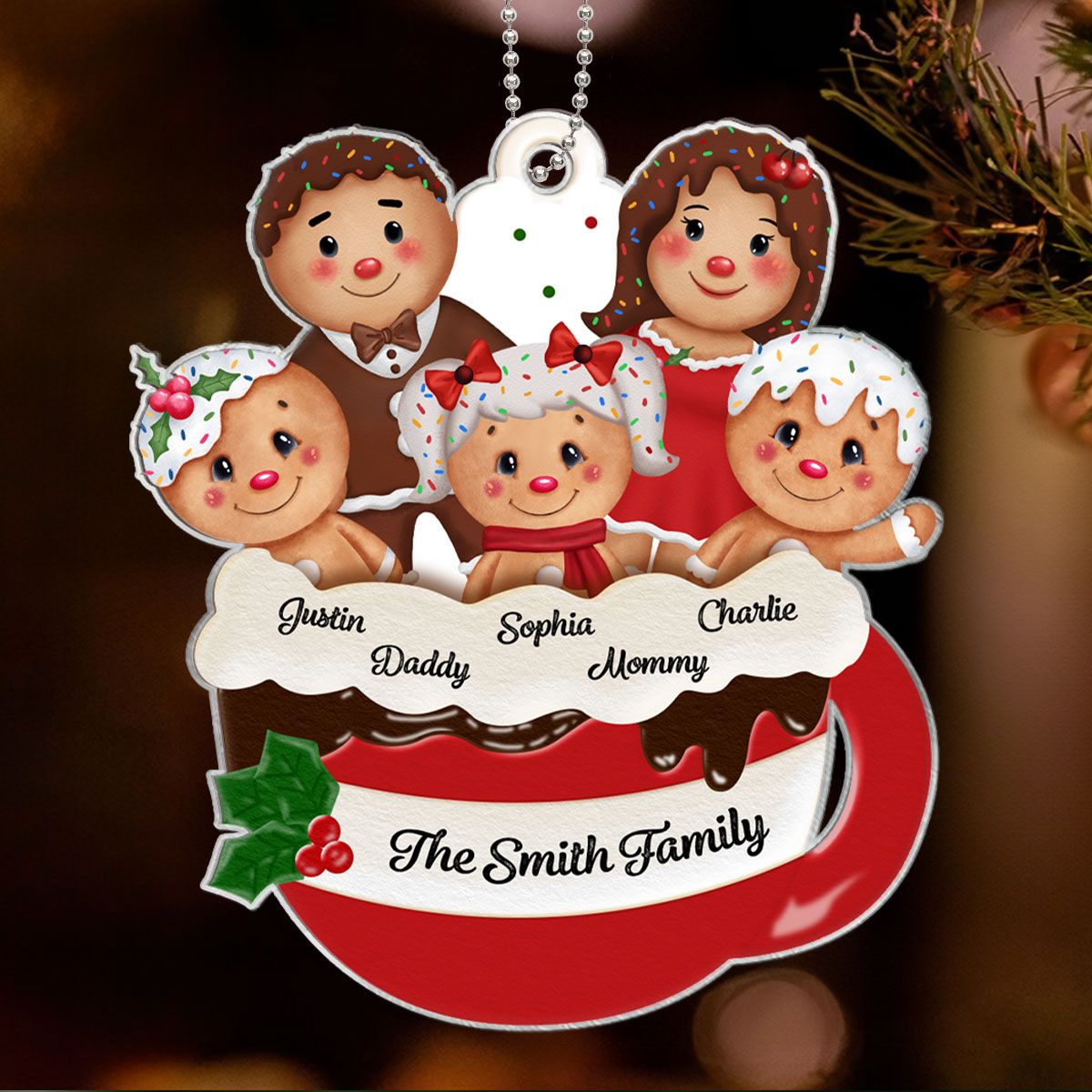 Personalized Gingerbread Family Christmas Ornament 2024, Custom Christmas Gift for Children, Grandchildren, Personalized Xmas Gift, Christmas Decor