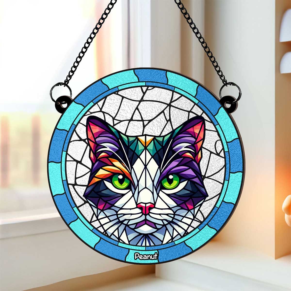 Custom Cat Memorial Personalized Window Hanging Suncatcher Ornament, Sympathy Gift For Pet Owners, Pet Lovers