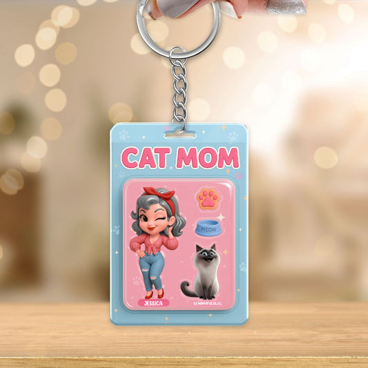 Cat Mom Custom Figure Cute Cartoon Cats Personalized Acrylic Keychain