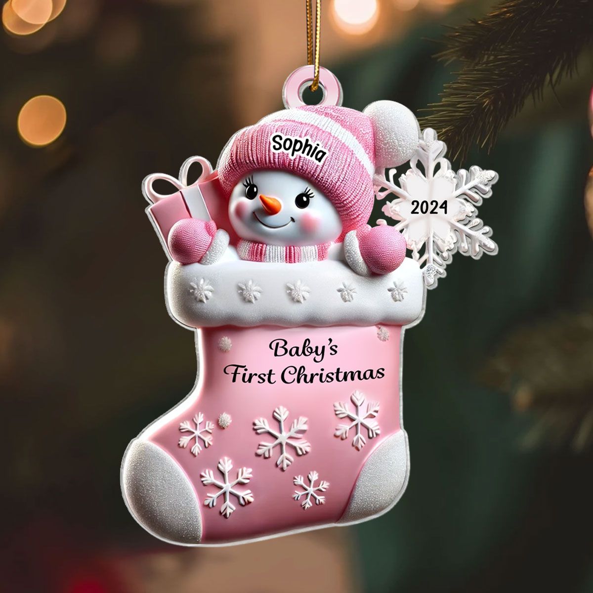 Snowman Baby's First Christmas Ornament Personalized, Custom Baby Boy Girl Christmas Ornament, Christmas Keepsake, Gift for Kid