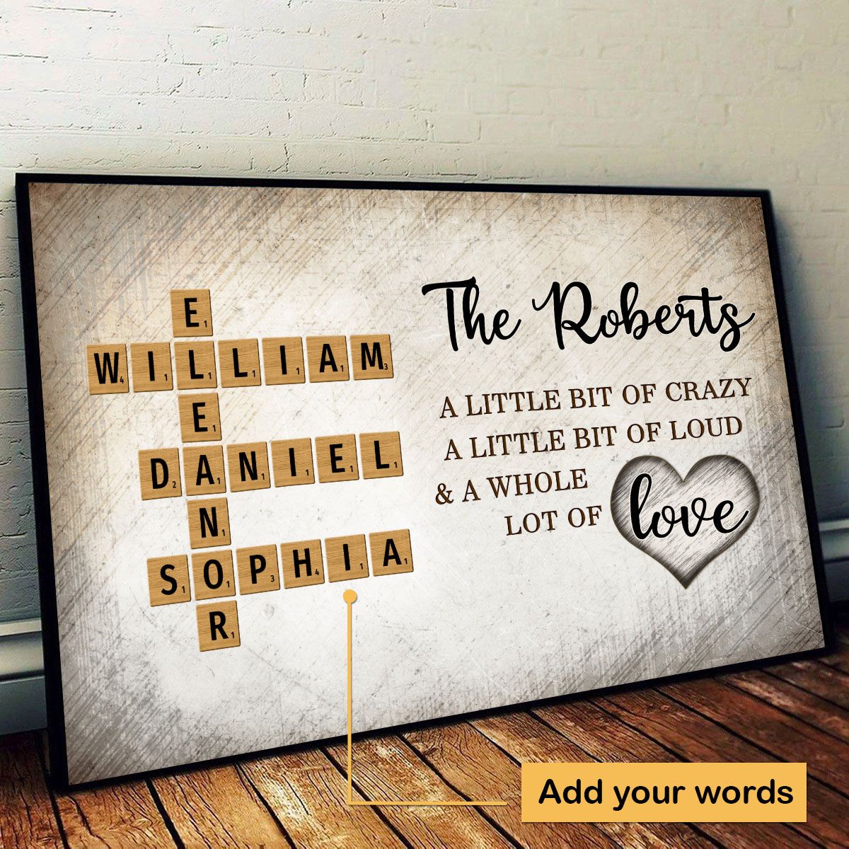 Family Whole Lot Of Love Crossword Puzzle Art - Captured In A Moment, Cherished For A Lifetime Personalized Poster