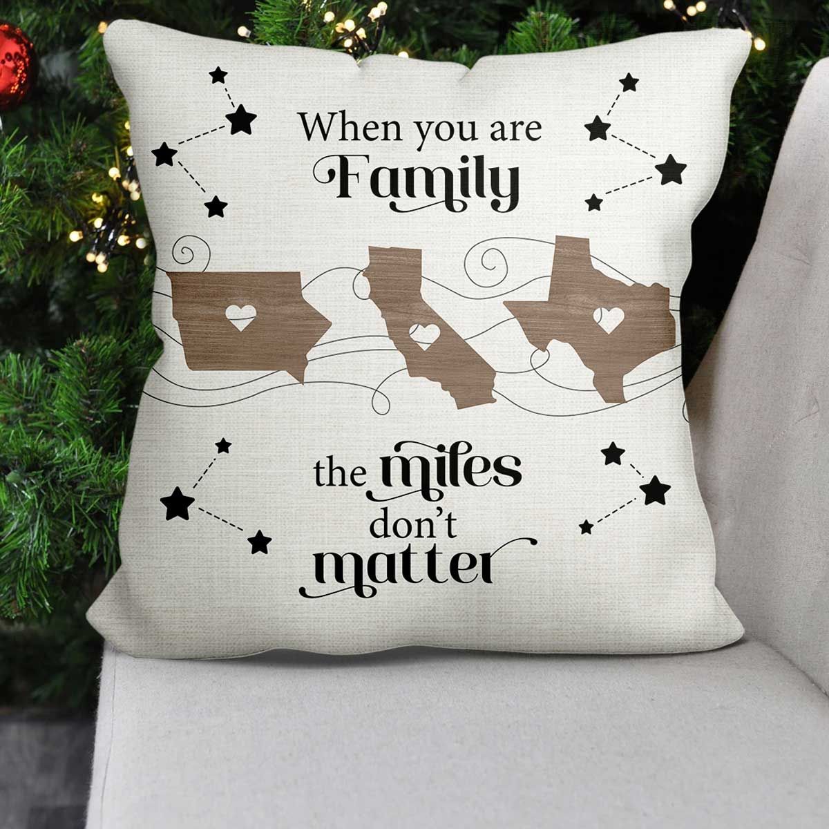 Long Distance Family Friends Siblings Sisters Besties Personalized Pillow, Togetherness Christmas Gift