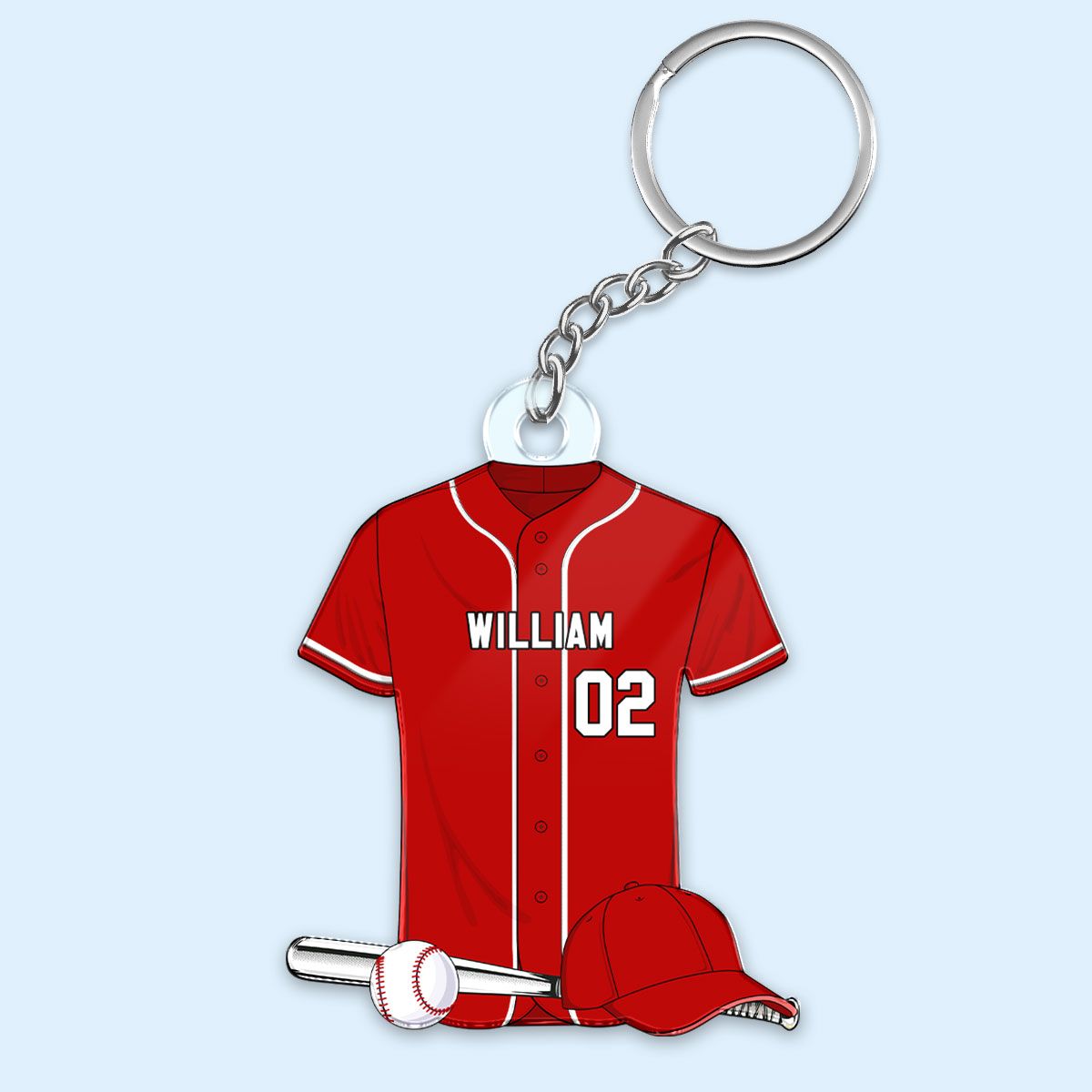 Baseball Shirt Personalized Acrylic Keychain, Gift For Son, Husband