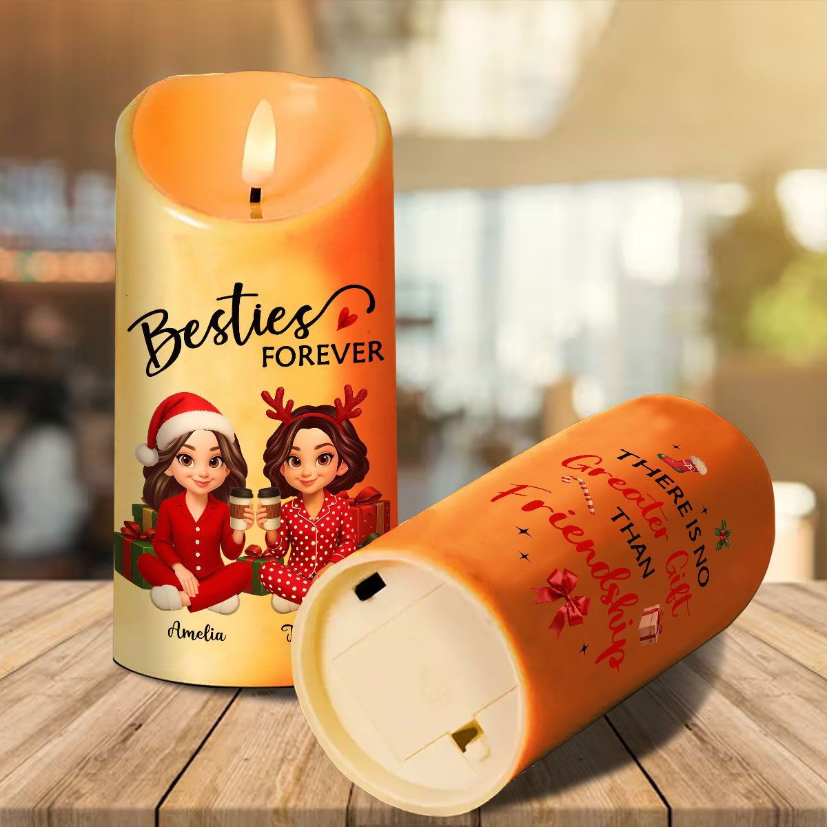 Christmas Besties Our Friendship Is Endless Personalized LED Candle