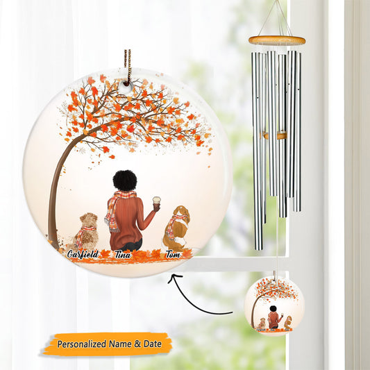 Fall Season With A Dog Custom Wind Chime
