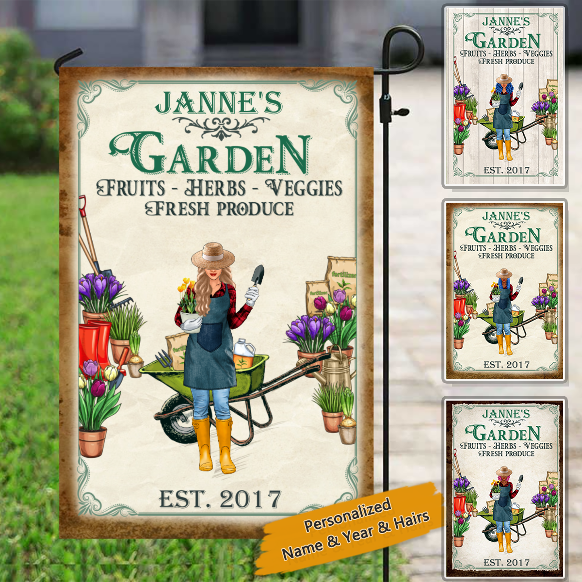 Garden Fresh Products Personalized Garden Flag