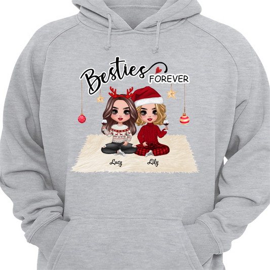 Doll Besties Christmas Checkered Pants Personalized Hoodie Sweatshirt