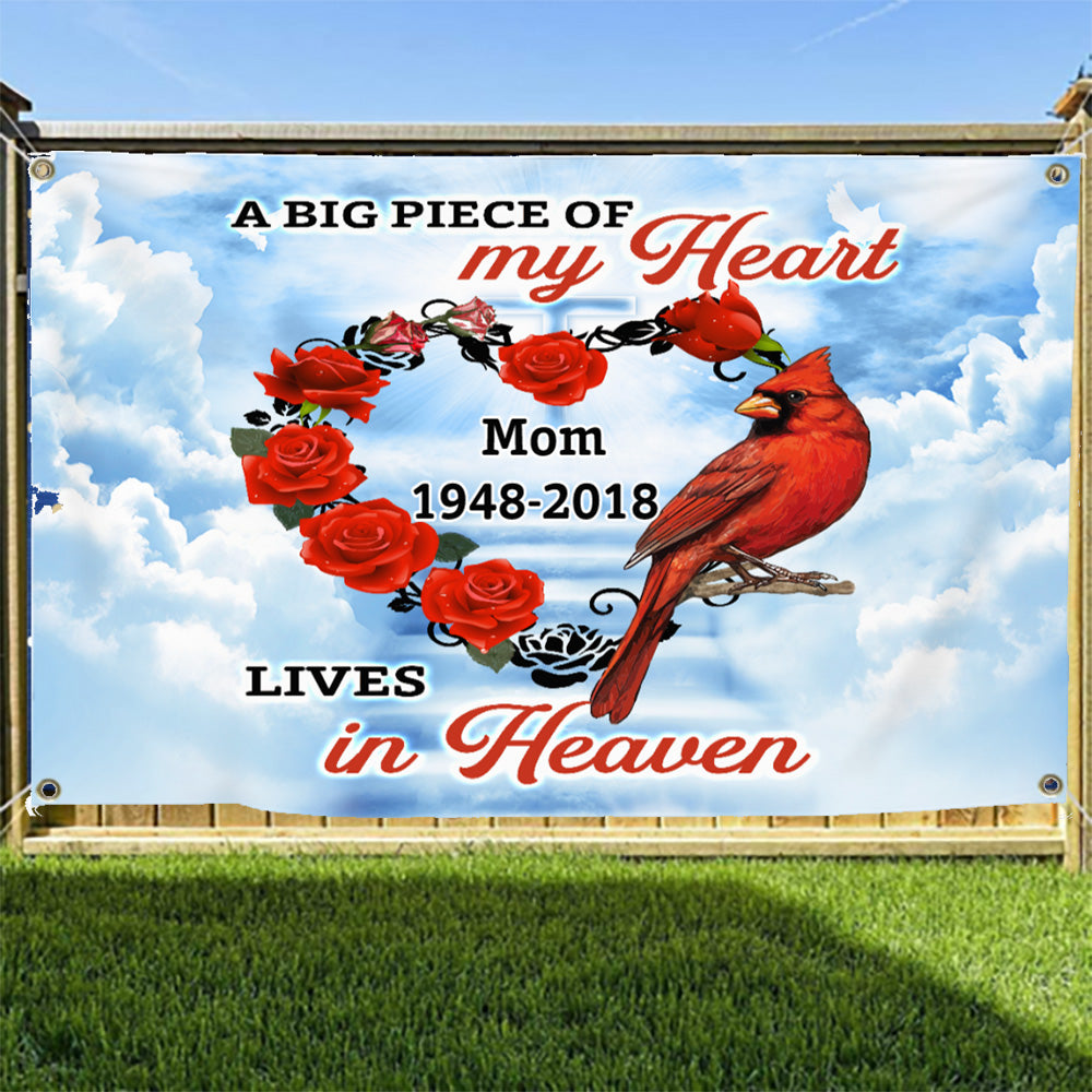 Heaven Cardinal Heart Memorial Personalized Christmas Banner