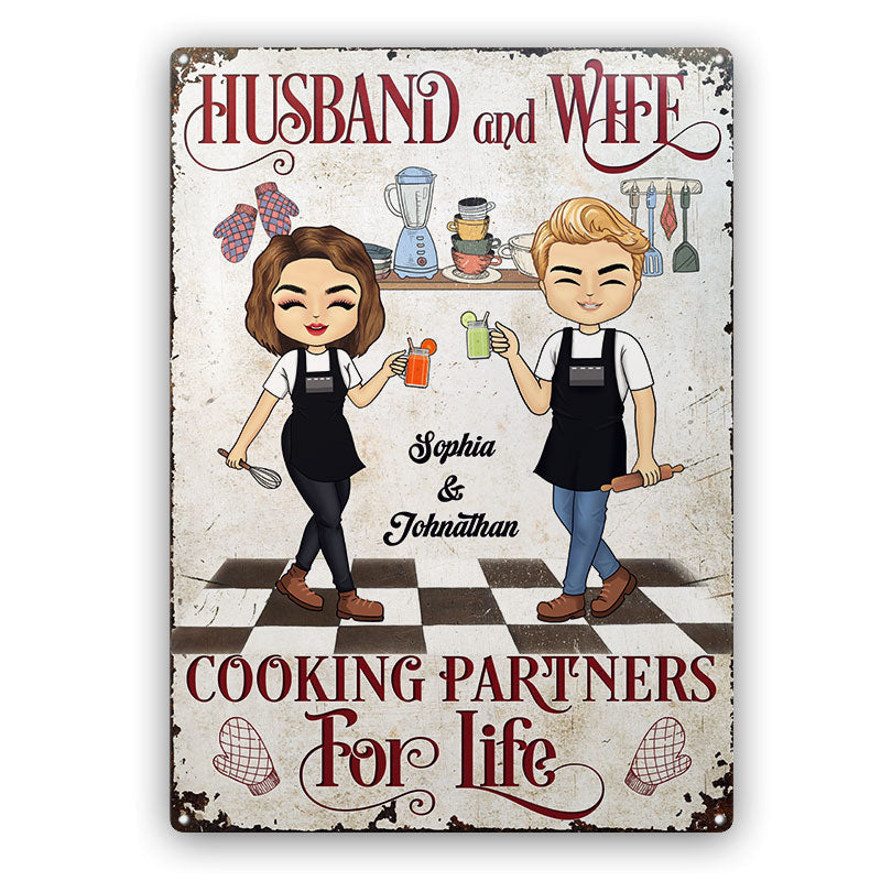 Cooking Partners For Life - Gift For Couples - Personalized Custom Classic Metal Signs