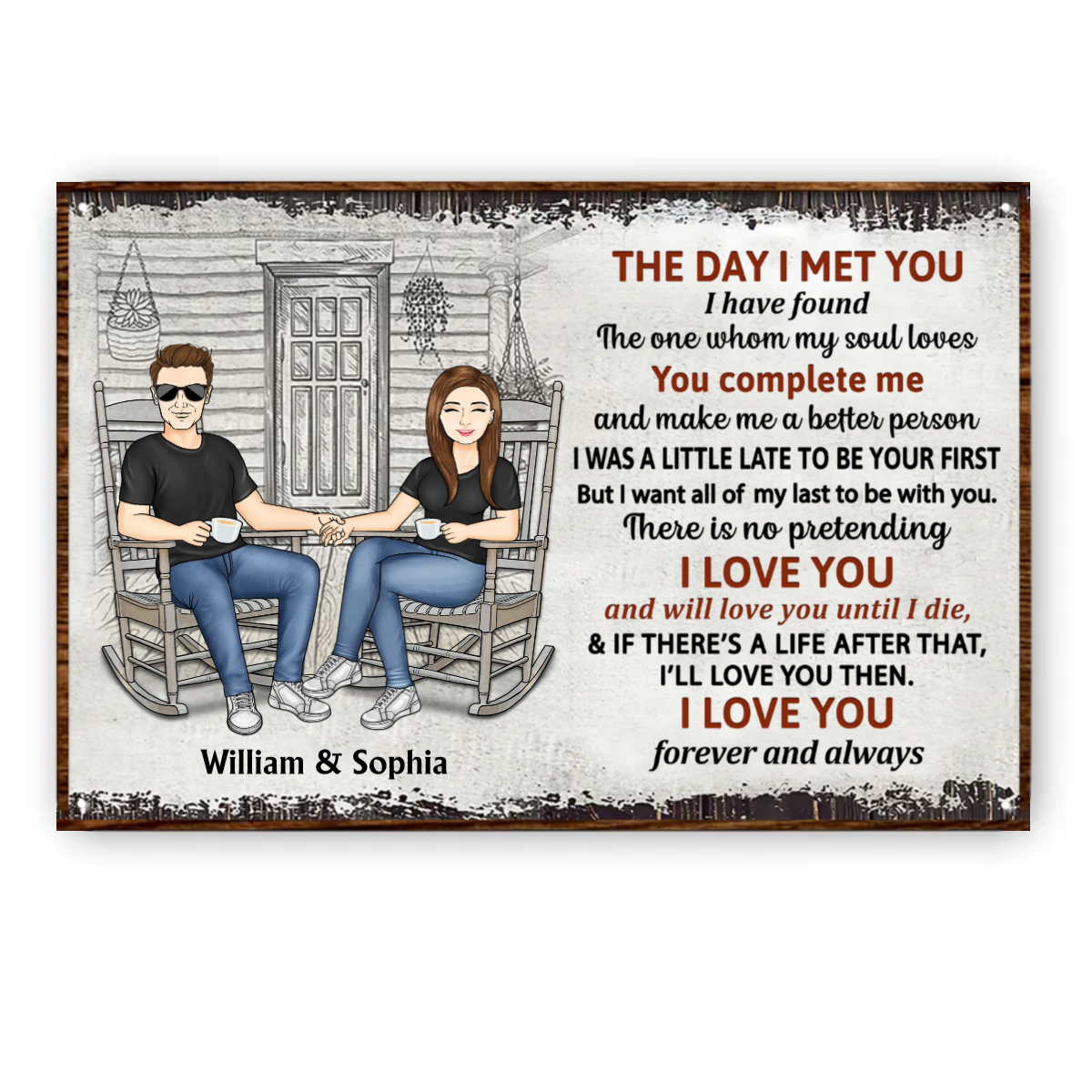 Family Couple The Day I Met You - Couple Gift - Personalized Custom Metal Signs