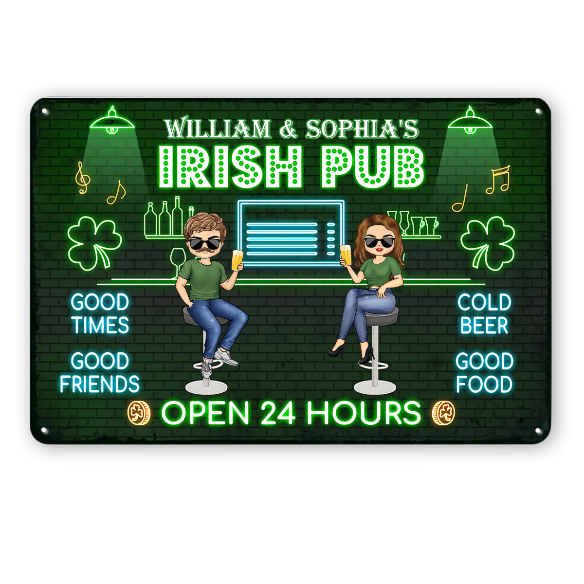 Irish Pub Good Friends Gift Couple Gift Personalized Metal Sign