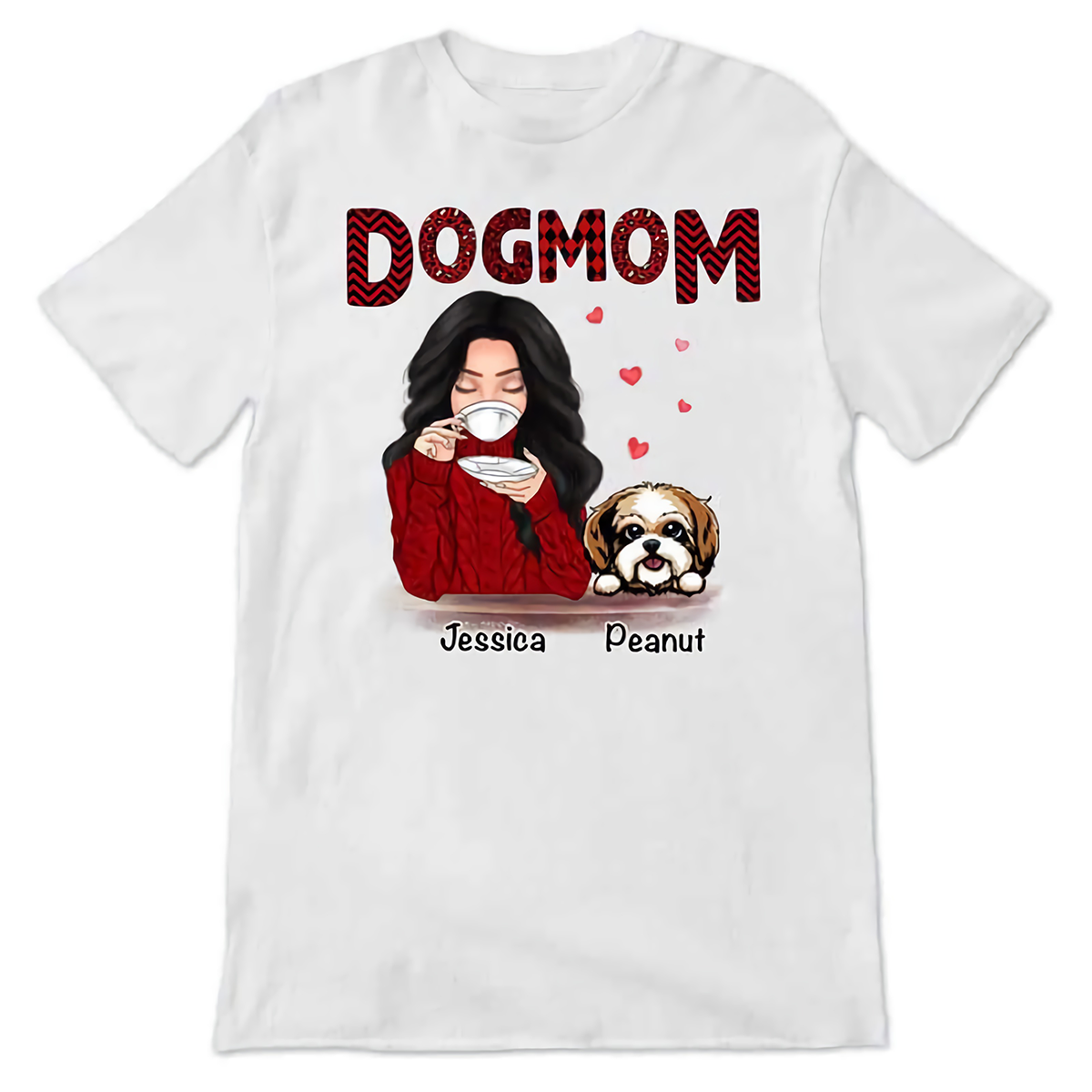 Dog Mom Red Patterned Personalized Shirt