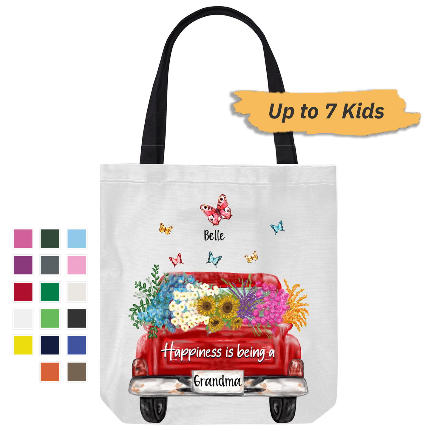 Happines Grandma Truck Personalized Canvas Bag