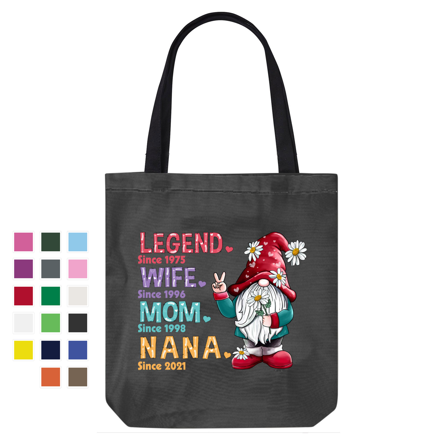 Doodle Pattern Legend Gnome Grandma Personalized Canvas Bag