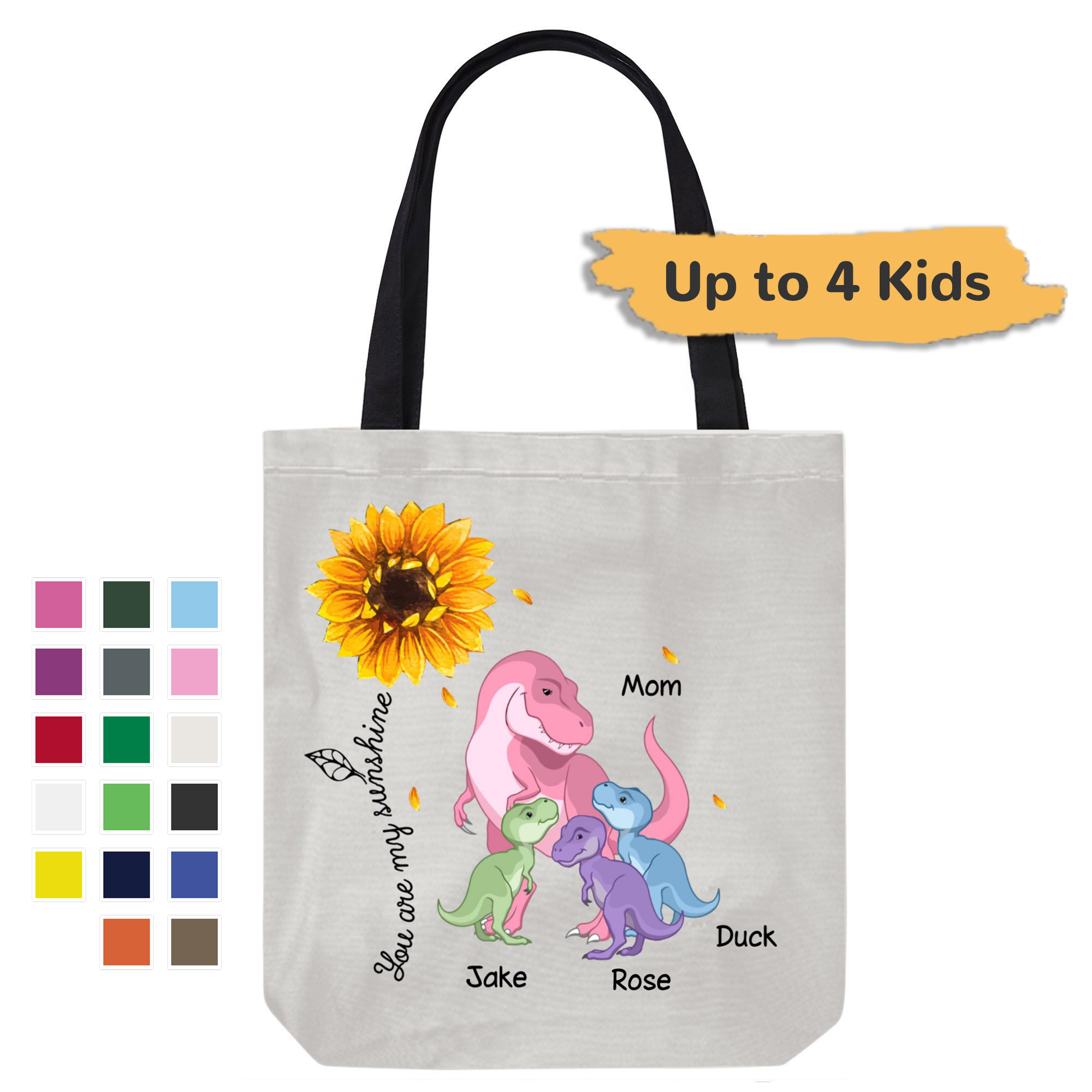 Dinosaurs You Are My Sunshine Personalized Canvas Bag
