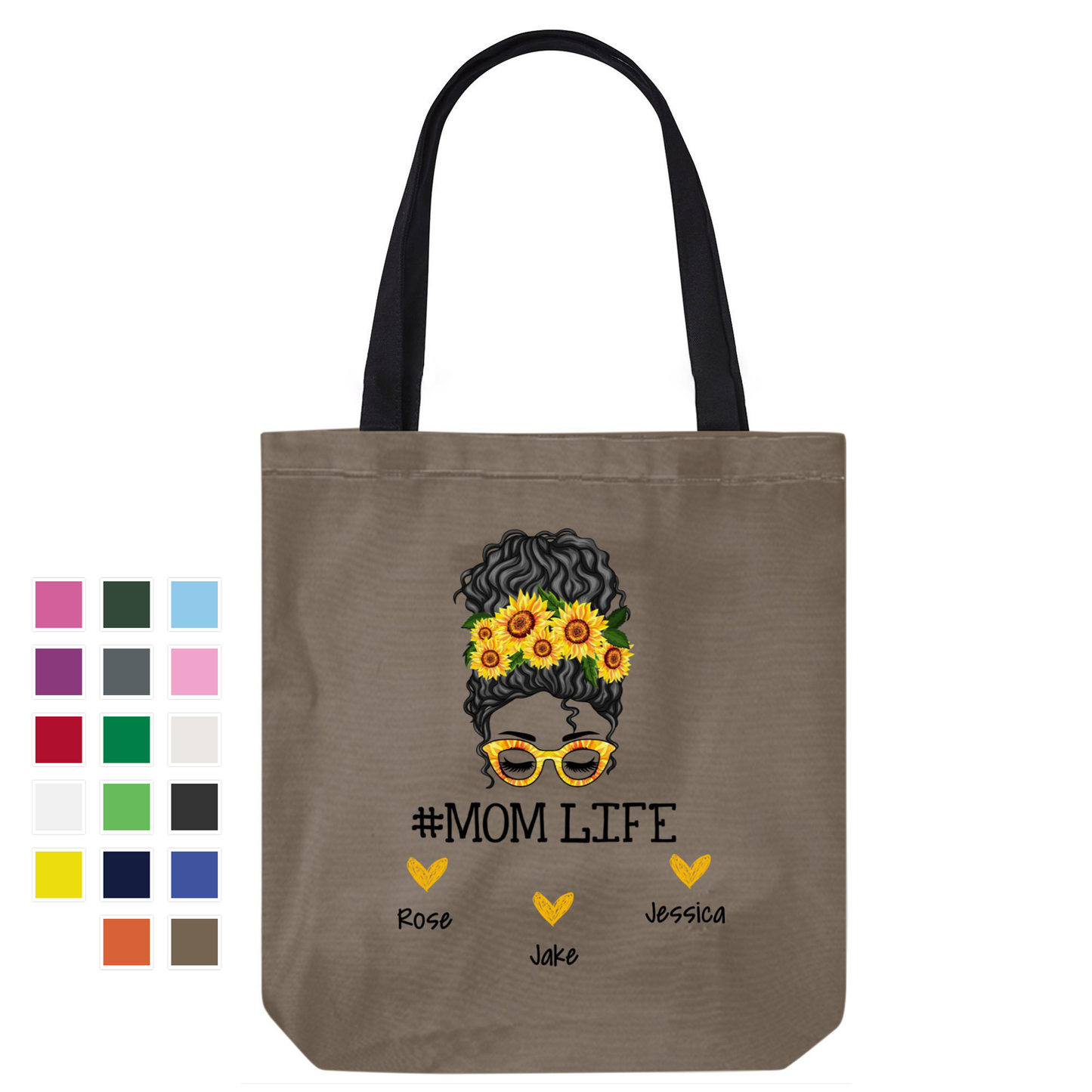 Mom Life Messy Bun Personalized Canvas Bag