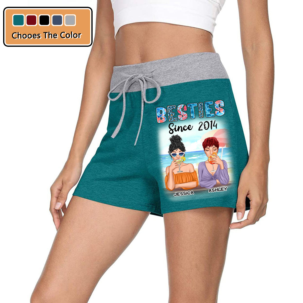 Besties Since Summer Patterned Personalized Shorts