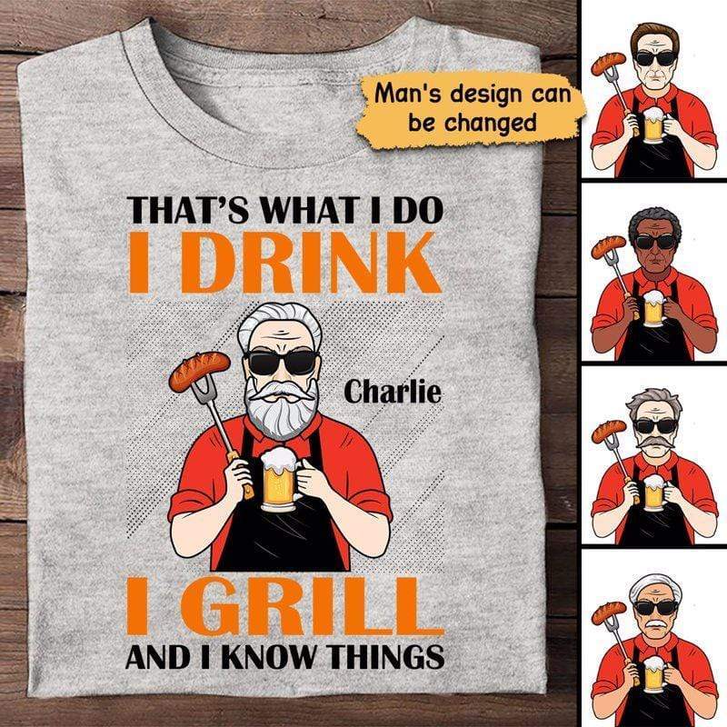 Drink And Grill Old Man Personalized Shirt