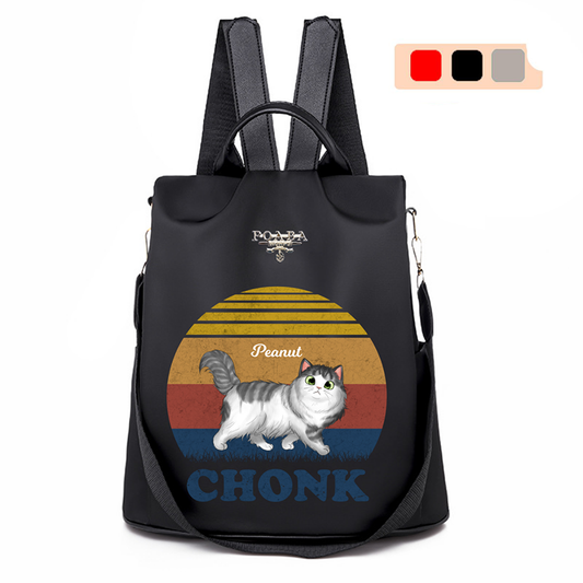 Chonk Fluffy Cat Walking Personalized Backpack