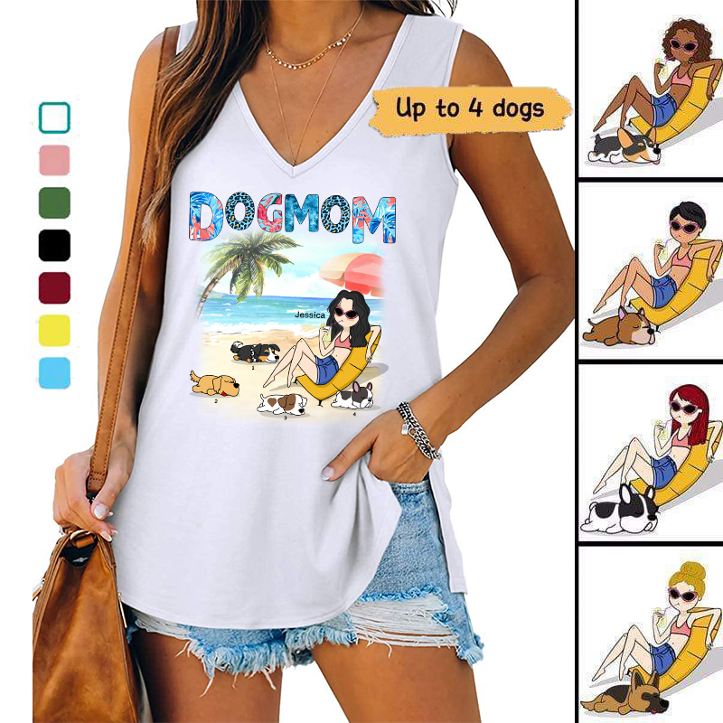 Stick Dog Mom Summer Pattern Personalized Tank Top