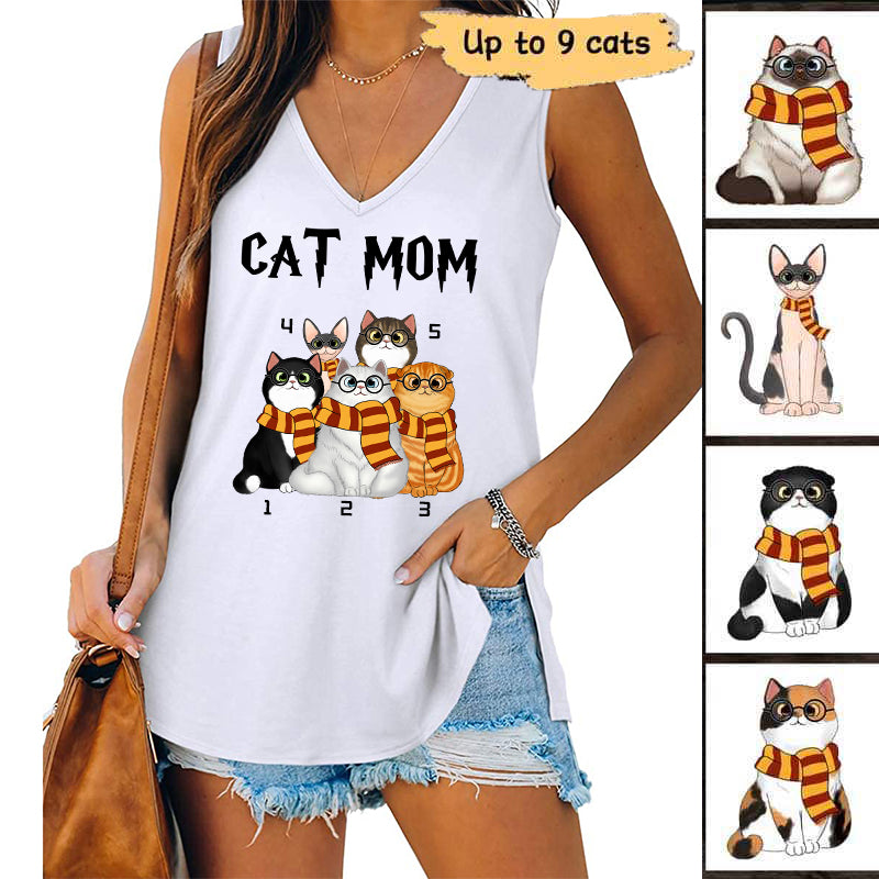 HP Cat Mom Fluffy Cat パーソナライズド タンクトップ