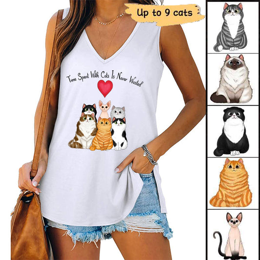 Time Spent With Fluffy Cats Never Wasted Personalized Tank Top