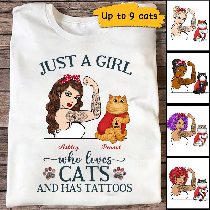 Woman Loves Cats And Tattoo Mandala パーソナライズ シャツ