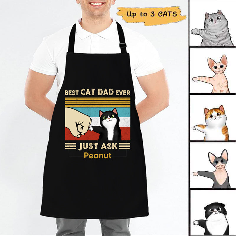 Best Cat Dad/Mom Fluffy Cat Personalized Apron (with pocket)