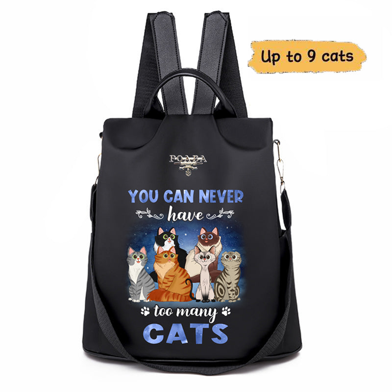 Never Have Too Many Cats Cartoon Sitting Cat Personalized Backpack