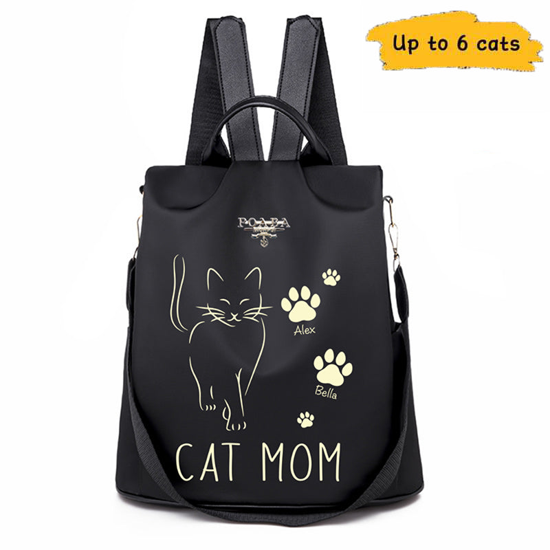 Cat Mom Outline Personalized Backpack
