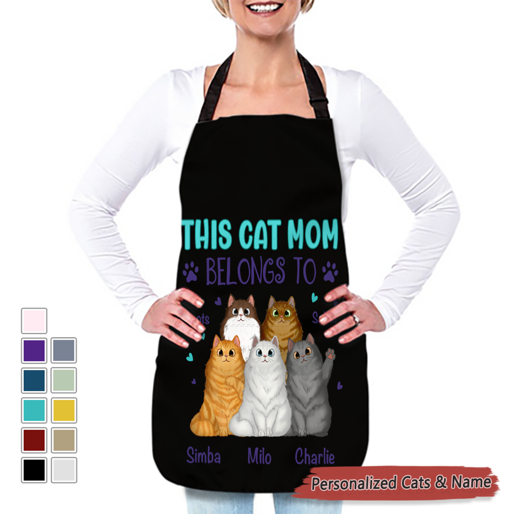 Belongs To Fluffy Sitting Cats Personalized Aprons