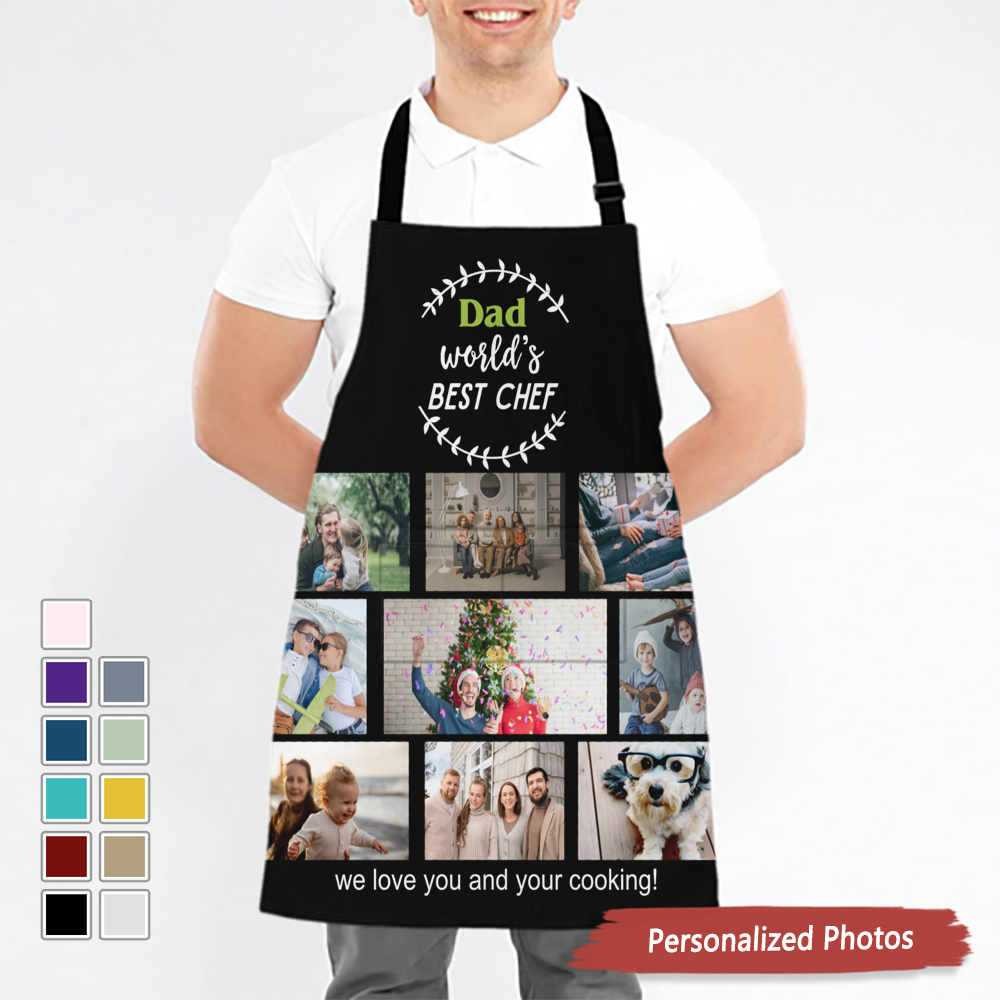 Custom 'DAD' World's Best Chef Photo Collage Apron