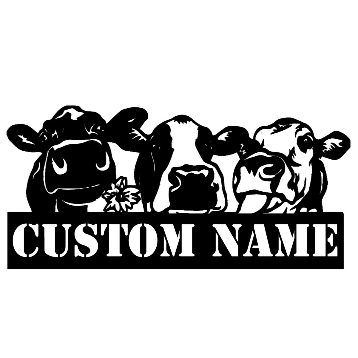 Custom Cow Farm Metal Wall Art With Led Lights, Personalized Cow Head Name Sign Decoration
