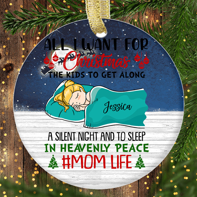 Mom Life Sleep In Heavenly Peace パーソナライズされたクリスマスオーナメント