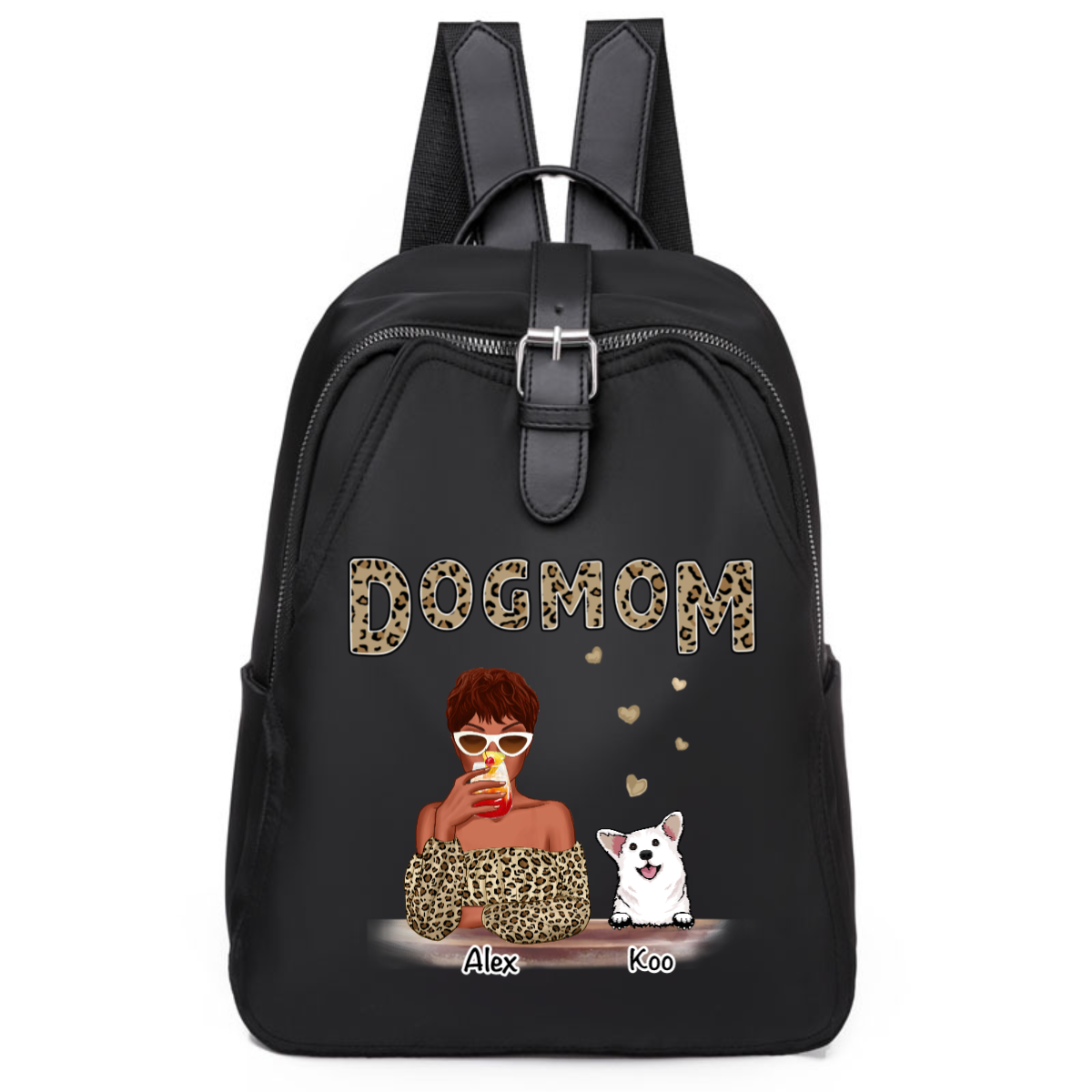 Leopard Shirt Dog Mom Personalized Backpack