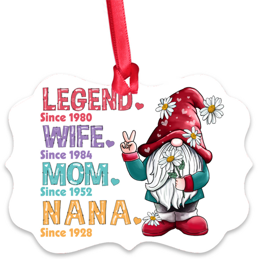 Doodle Pattern Legend Gnome Grandma Personalized Christmas tree pendant