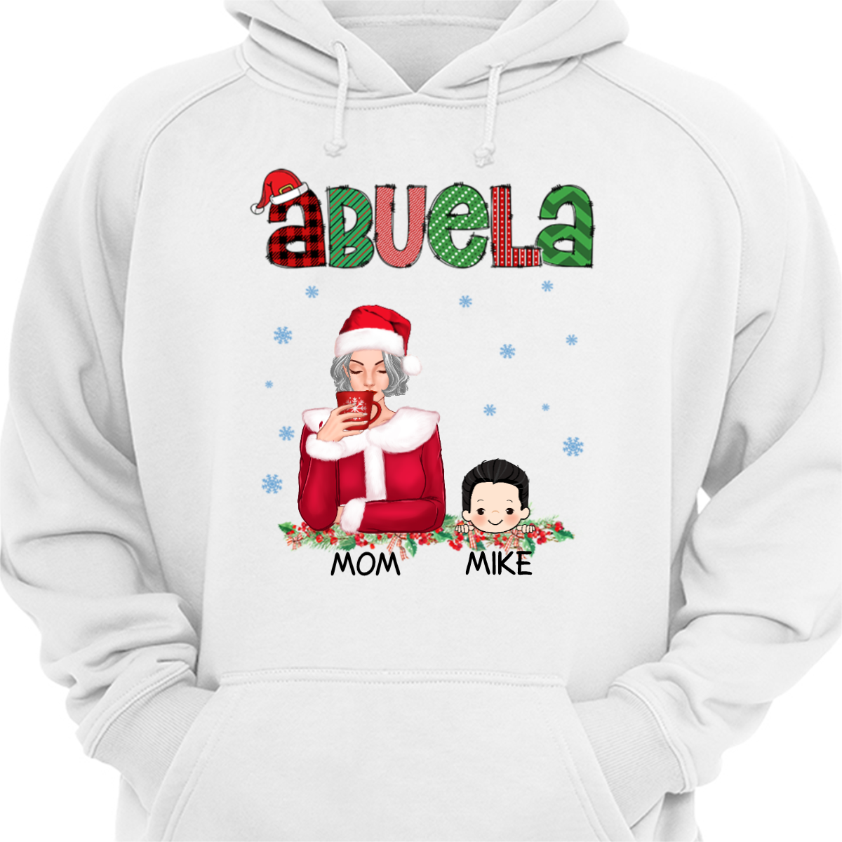 Beautiful Grandma And Grandkids Christmas Personalized Hoodie Sweatshirt