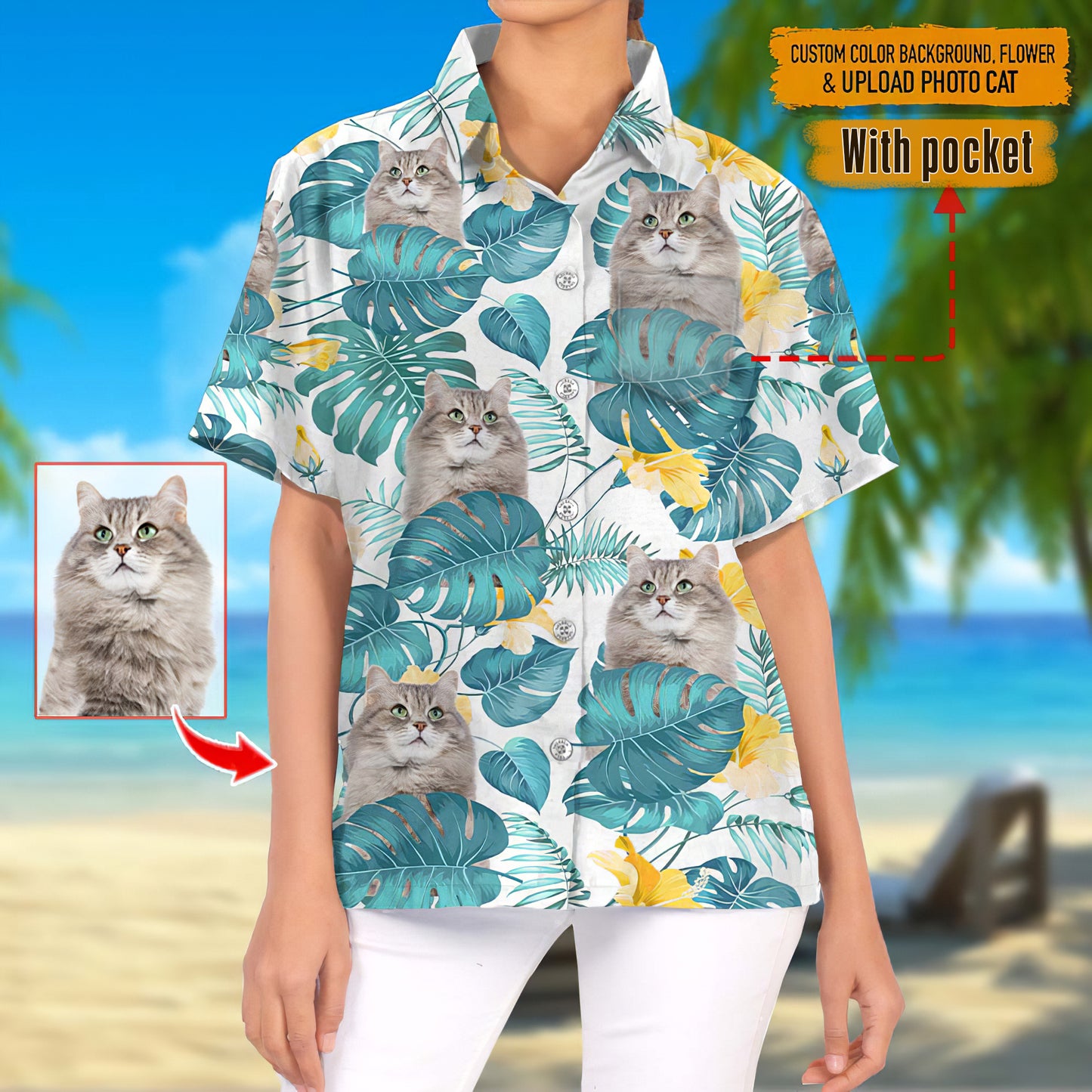 Upload Photo Cat Woman's Hawaiian Shirt