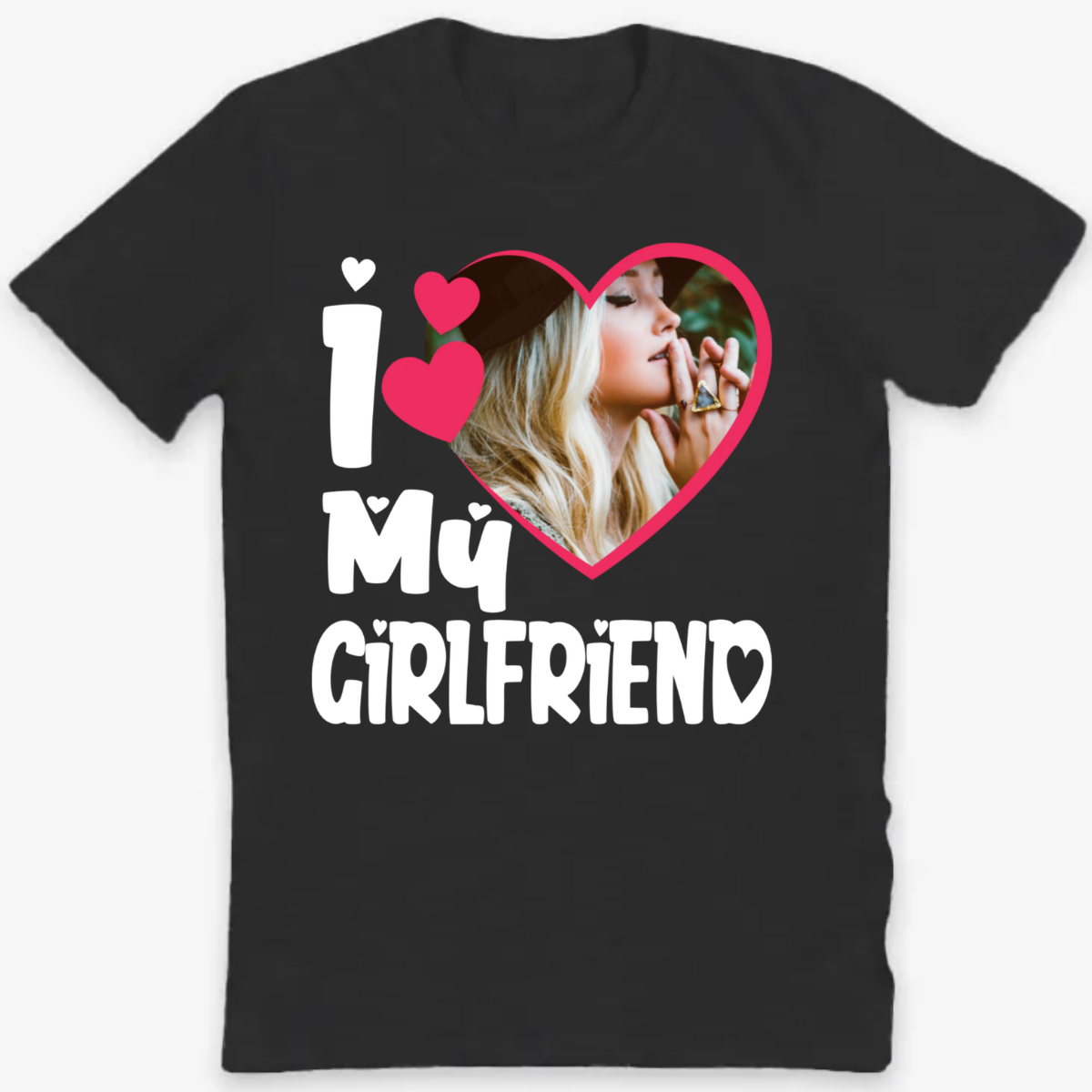 I Love My Girlfriend Boyfriend Personalized Photo T-Shirt
