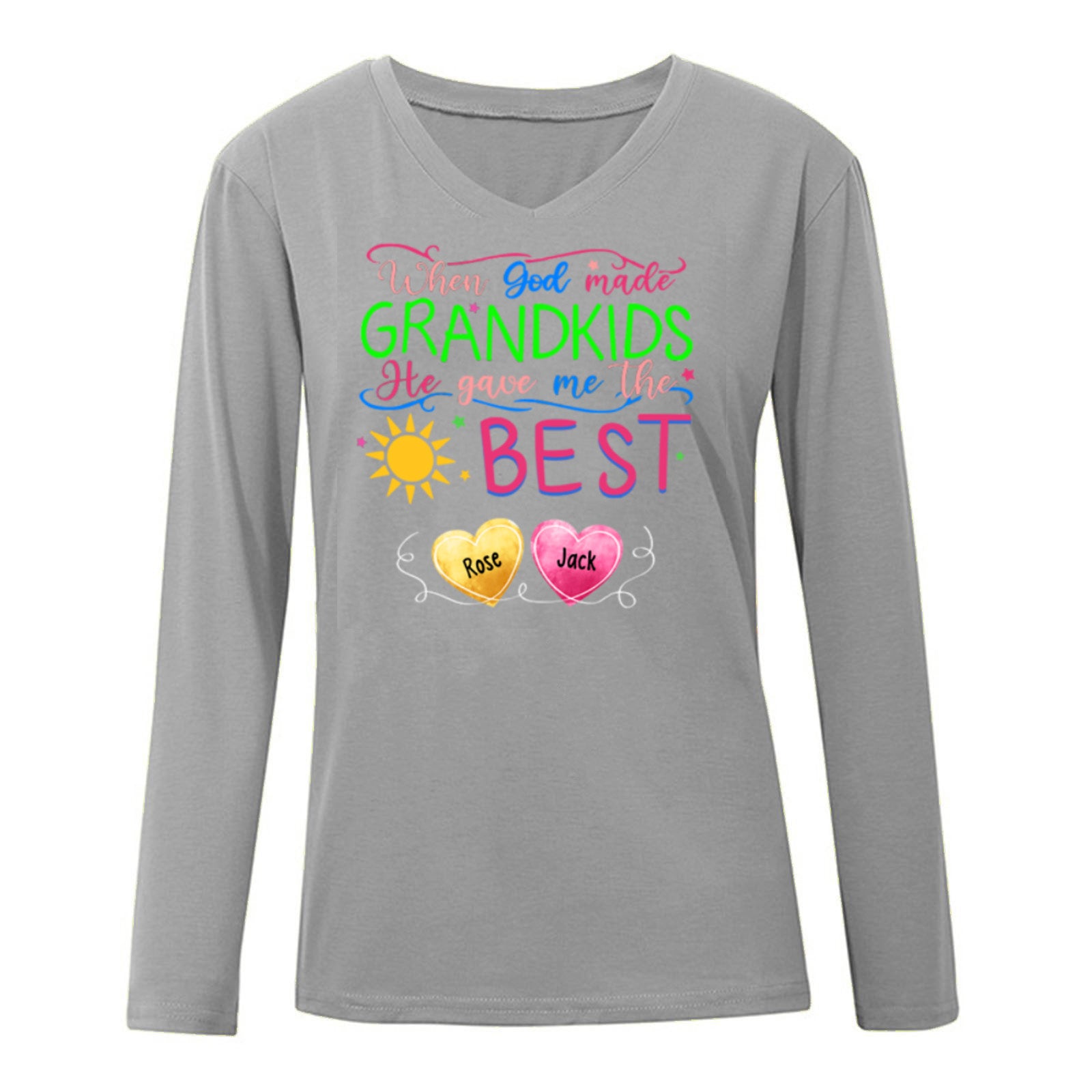 God Gave Me The Best When Made Grandkids Grandma Grandpa Personalized Long Sleeve Shirt